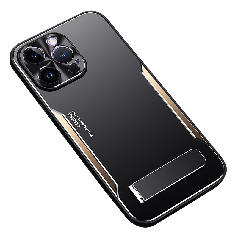 For iPhone 14 Pro Max Soft TPU Hard Aluminium Alloy Phone Cover Kickstand Phone Case Smartphone Shell For iPhone 14 Pro Max Soft TPU Hard Aluminium Alloy Phone Cover Kickstand Phone Case Smartphone Shell